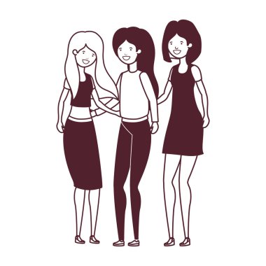 beyaz arka planda genç kadınların silueti