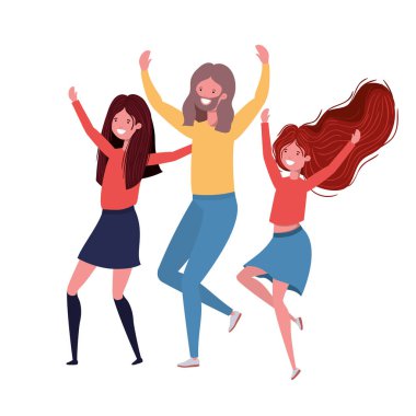 beyaz arka planda dans eden bir grup insan