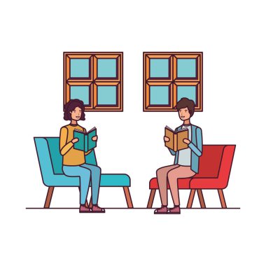 oturma odasında elinde kitap ile erkekler