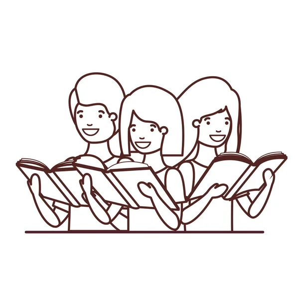 elinde kitap okuma ile öğrenci grubu