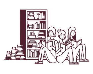 oturma odasında elinde kitap ile kadınların silueti