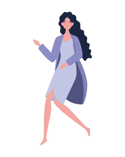 Mujer joven con carácter pose dormida — Vector de stock