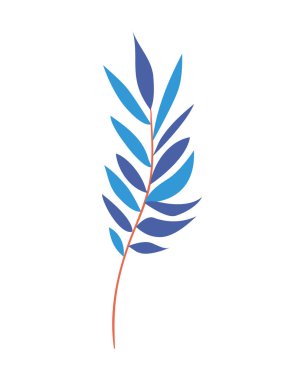 Beyaz arkaplanda yaprakları olan dal