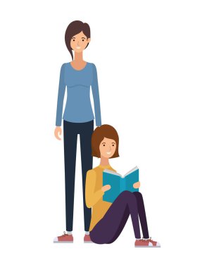 elinde kitap ile oturan kadınlar