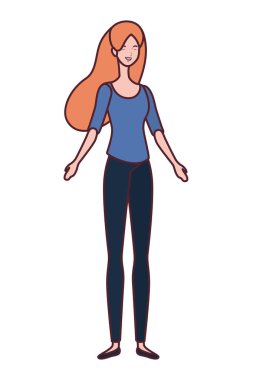 Beyaz arka plan üzerinde duran genç kadın