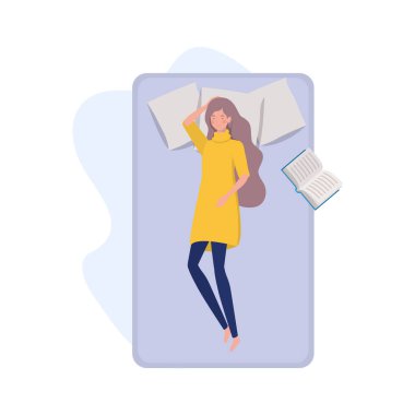 uyku poz ile yatakta genç kadın