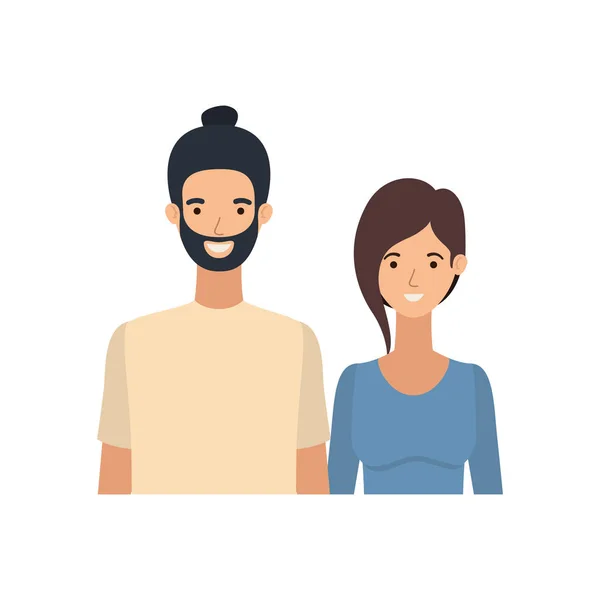 Jovem casal em fundo branco avatar personagem —  Vetores de Stock