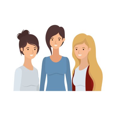 beyaz arka plan avatar karakteri genç kadınlar