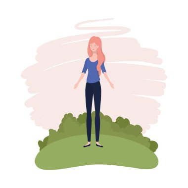 manzara arka plan ile ayakta genç kadın