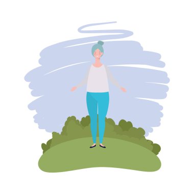 manzara arka plan ile ayakta genç kadın