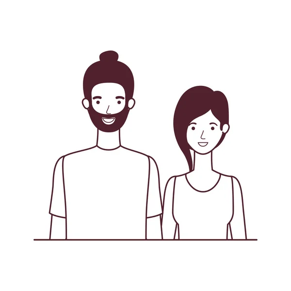 Silhouette de couple en fond blanc personnage — Image vectorielle