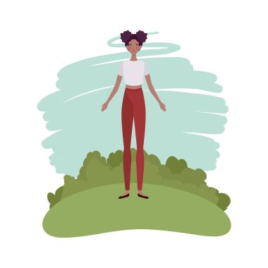 manzara arka plan ile ayakta genç kadın