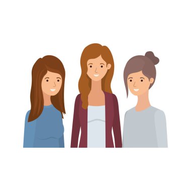 beyaz arka plan avatar karakteri genç kadınlar