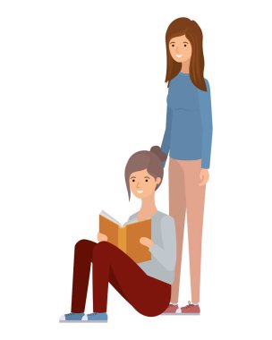 elinde kitap ile oturan kadınlar