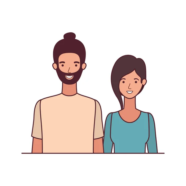 Jovem casal em fundo branco avatar personagem —  Vetores de Stock