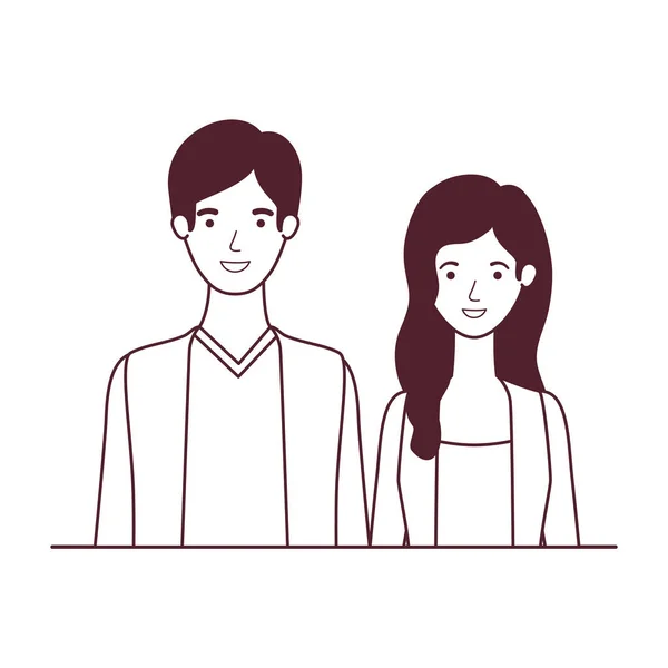 Silhouette des Paares im weißen Hintergrund Charakter — Stockvektor