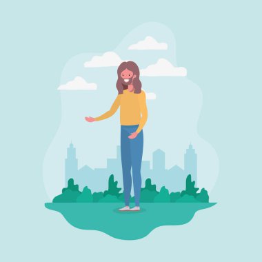 parkta karakter ayakta sakallı genç adam