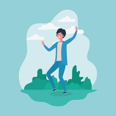 park karakteri kutlayan genç adam atlama