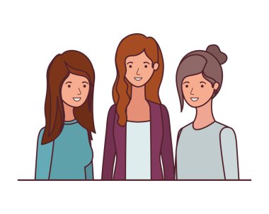 beyaz arka plan avatar karakteri genç kadınlar