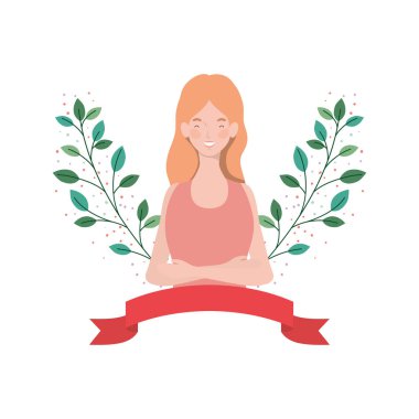 çelenk ve kurdele ile genç kadın