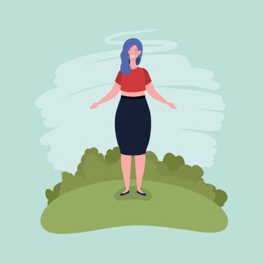 kampta duran genç şişman kadın