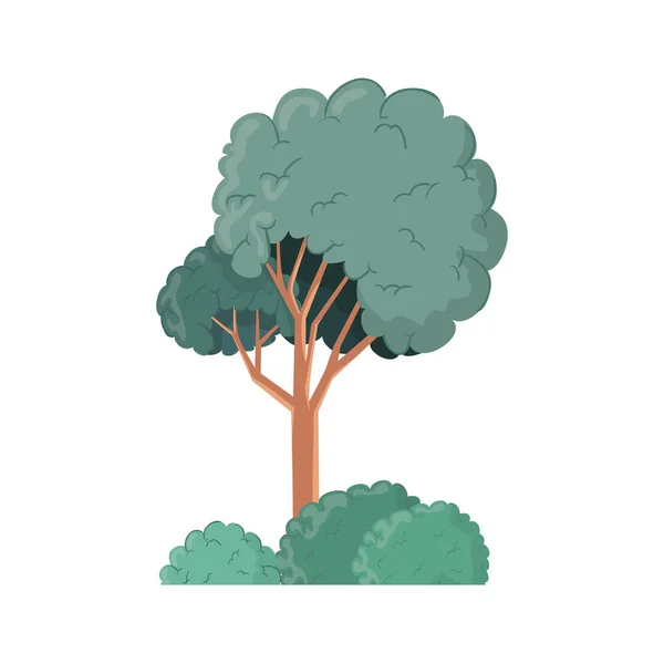 Paisagem com árvore alta ícone isolado — Vetor de Stock