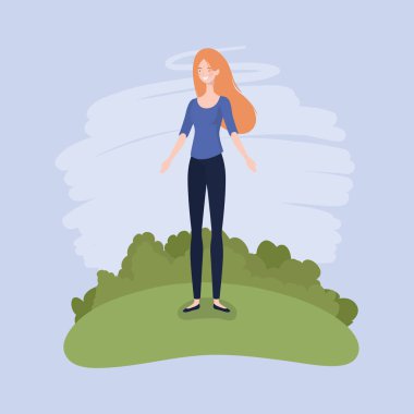 kampta duran genç kadın