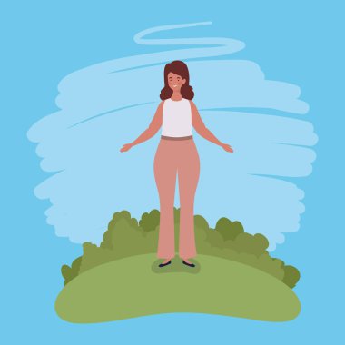 kampta duran genç şişman kadın