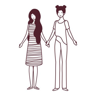 beyaz arka plan üzerinde duran kadınların silueti