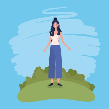 kampta duran genç kadın