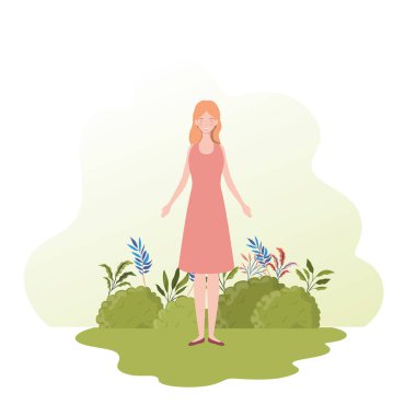 manzara arka plan ile ayakta genç kadın