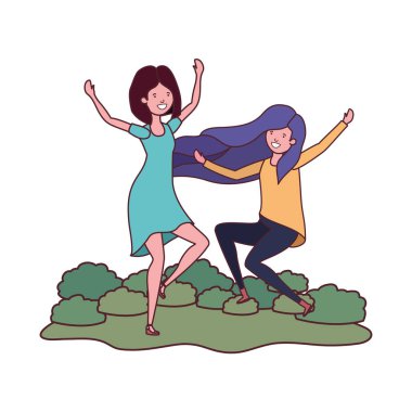 ağaçlar ve bitkiler ile peyzaj dans kadınlar