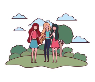 ağaçlar ve bitkiler ile peyzaj dans kadınlar