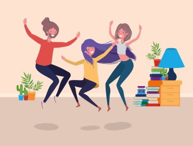 oturma odasında dans eden gençler