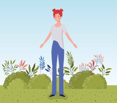 kampta duran genç kadın