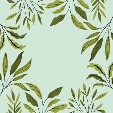 yeşil yapraklar doğal çerçeve dekorasyon