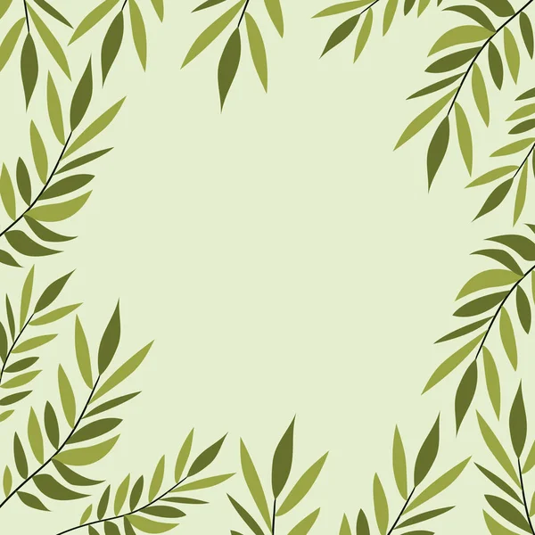 Hojas verdes marco natural decoración — Vector de stock