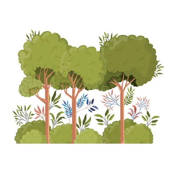 Paisaje con árbol alto icono aislado — Vector de stock