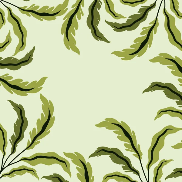 Folhas verdes decoração quadro natural — Vetor de Stock