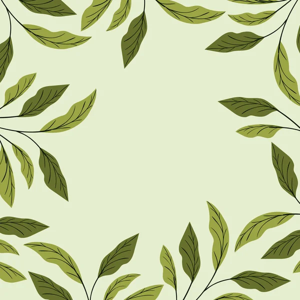 Hojas verdes marco natural decoración — Vector de stock