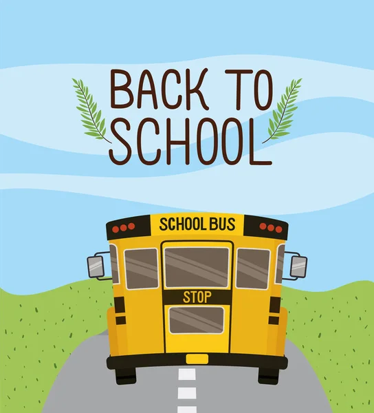School bus transport in the road — Stock Vector