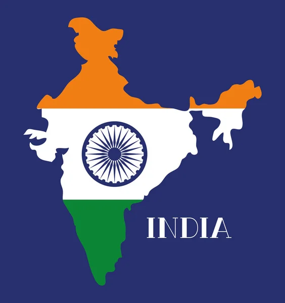 Mapa do dia da independência com bandeira indiana — Vetor de Stock