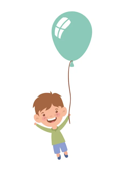 Baby boy smiling with helium balloon in hand — Stock Vector