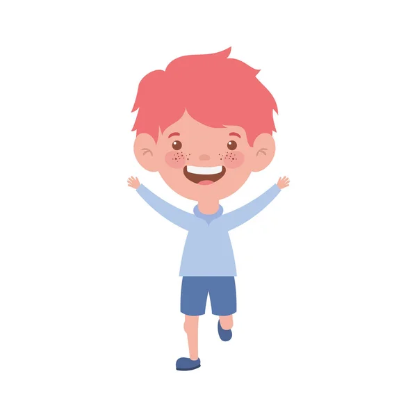 Bambino ragazzo in piedi sorridente su sfondo bianco — Vettoriale Stock