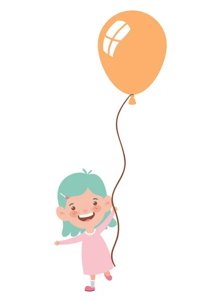 Девочка улыбается с гелиевым шаром в руке — стоковый вектор