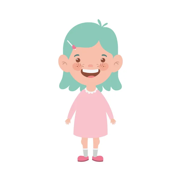 Bebé niña de pie sonriendo sobre fondo blanco — Vector de stock