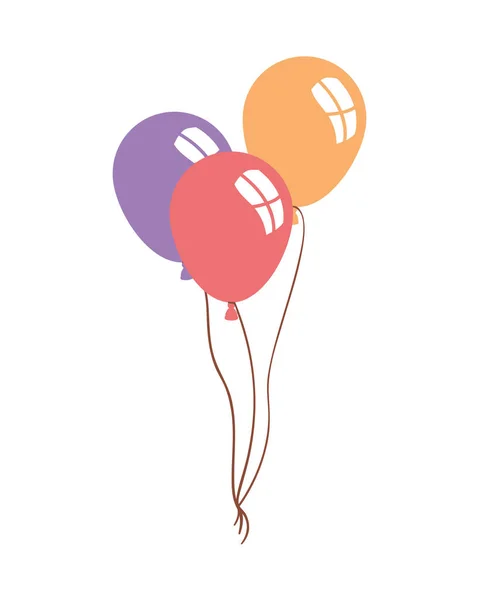 Globos de helio sobre fondo blanco — Vector de stock