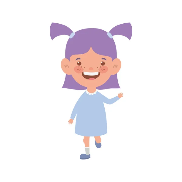 Bebé niña de pie sonriendo sobre fondo blanco — Vector de stock