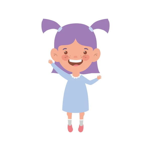 Bebé niña de pie sonriendo sobre fondo blanco — Vector de stock