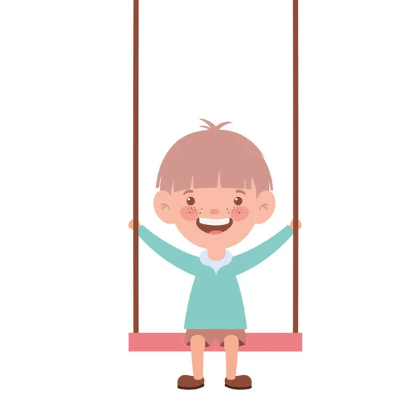 Bebé niño en swing sonriendo sobre fondo blanco — Vector de stock